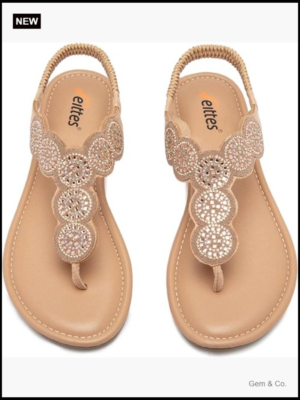 Bohemian Bling Flat Slide Sandals - Rhinestone Decor Thong Sandals
